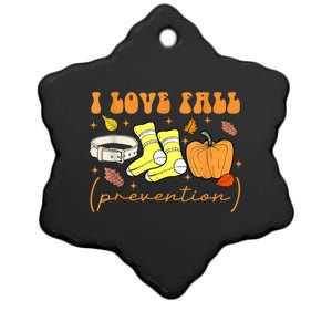 I Love Fall Prevention Funny Halloween Ceramic Star Ornament