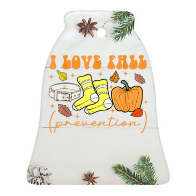 I Love Fall Prevention Funny Halloween Ceramic Bell Ornament