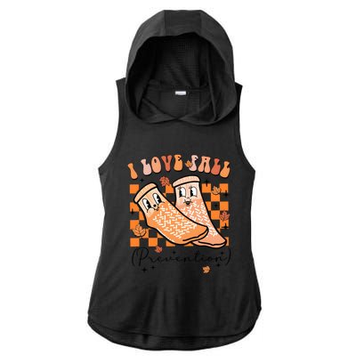 I Love Fall Prevention Thanksgiving Nurse Ladies PosiCharge Tri-Blend Wicking Draft Hoodie Tank