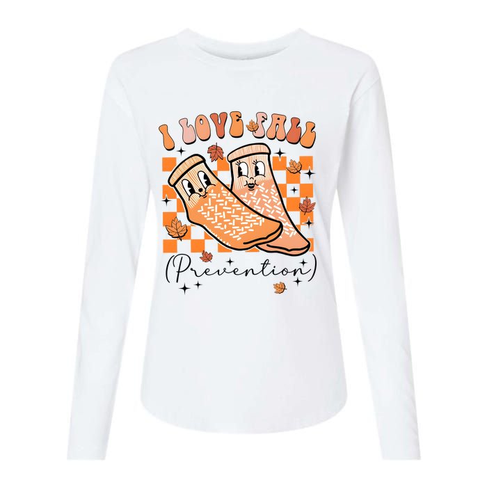 I Love Fall Prevention Thanksgiving Nurse Womens Cotton Relaxed Long Sleeve T-Shirt