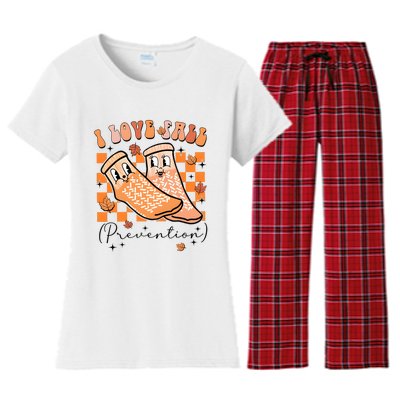 I Love Fall Prevention Thanksgiving Nurse Women's Flannel Pajama Set