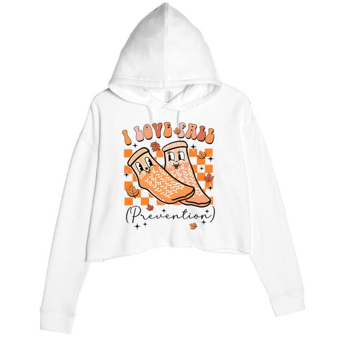 I Love Fall Prevention Thanksgiving Nurse Crop Fleece Hoodie