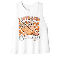 I Love Fall Prevention Thanksgiving Nurse Women's Racerback Cropped Tank