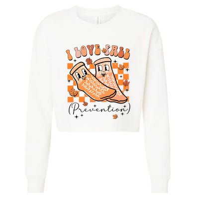 I Love Fall Prevention Thanksgiving Nurse Cropped Pullover Crew