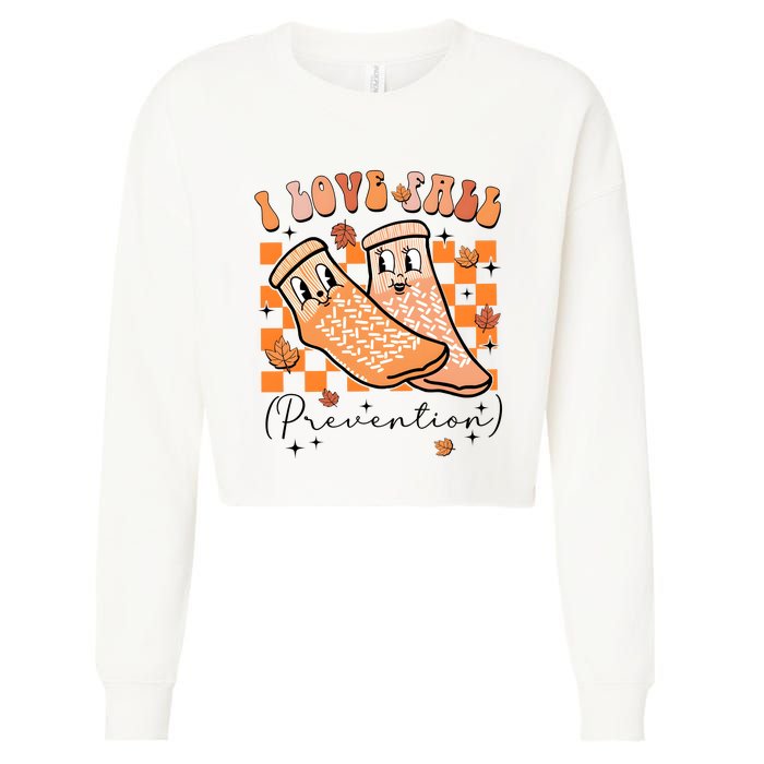 I Love Fall Prevention Thanksgiving Nurse Cropped Pullover Crew