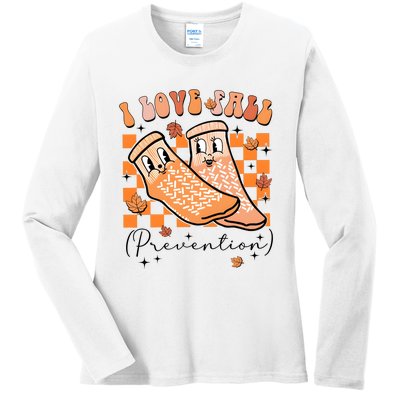 I Love Fall Prevention Thanksgiving Nurse Ladies Long Sleeve Shirt