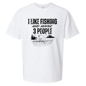 I Like Fishing And Maybe Three People Funny Fishing Sueded Cloud Jersey T-Shirt