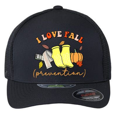 I Love Fall Prevention Halloween Flexfit Unipanel Trucker Cap