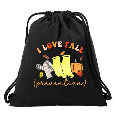 I Love Fall Prevention Halloween Drawstring Bag