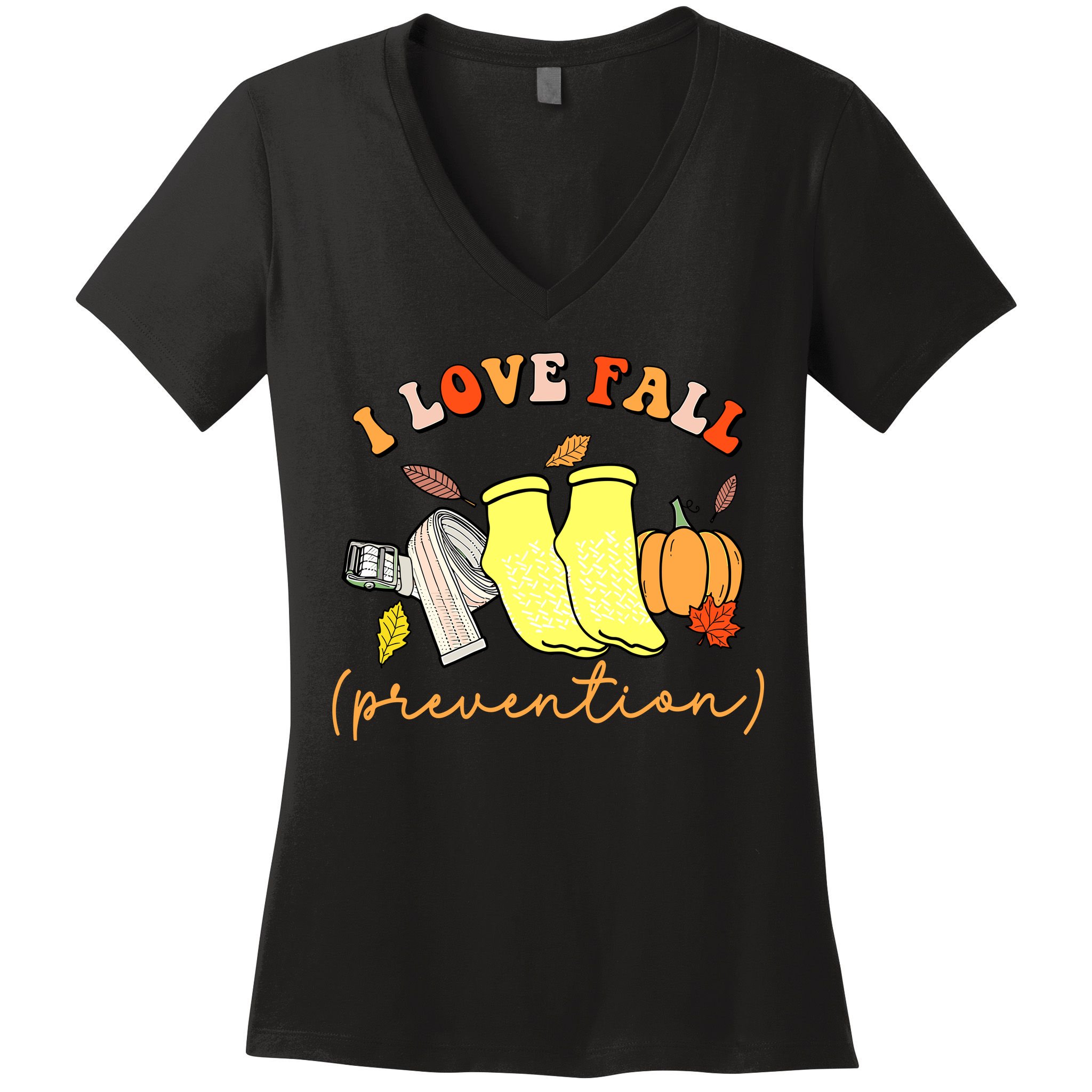 I Love Fall Prevention Halloween Women's V-Neck T-Shirt