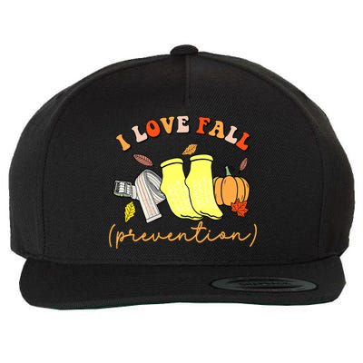 I Love Fall Prevention Halloween Wool Snapback Cap