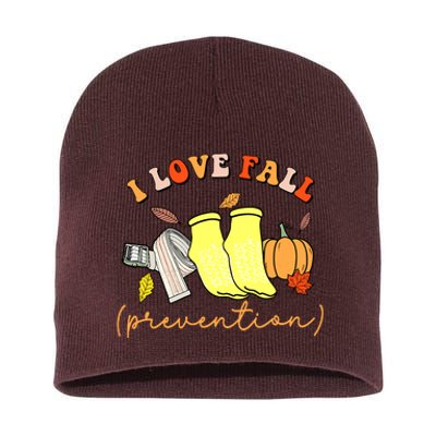 I Love Fall Prevention Halloween Short Acrylic Beanie