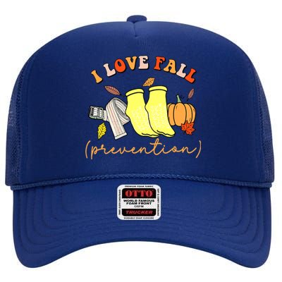 I Love Fall Prevention Halloween High Crown Mesh Back Trucker Hat