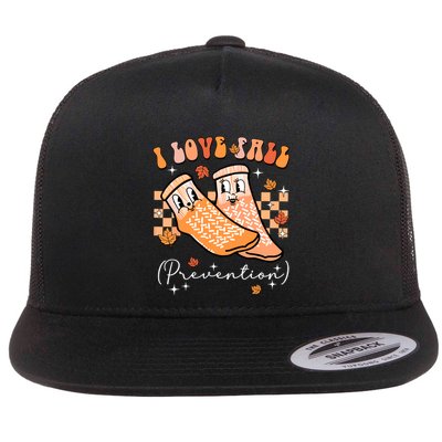 I Love Fall Prevention Halloween Flat Bill Trucker Hat