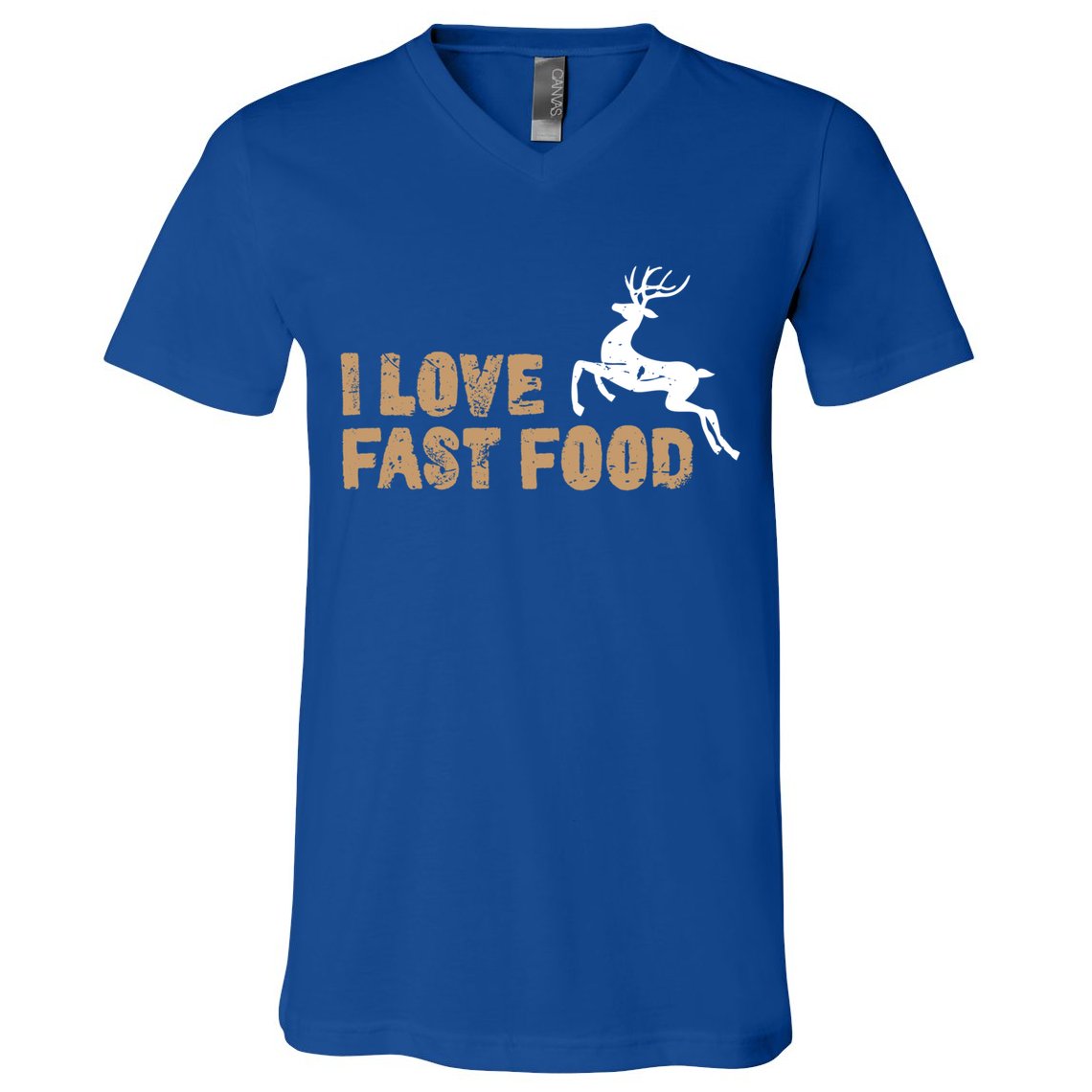 I Love Fast Food Hunting Deer Hunting Gift V-Neck T-Shirt