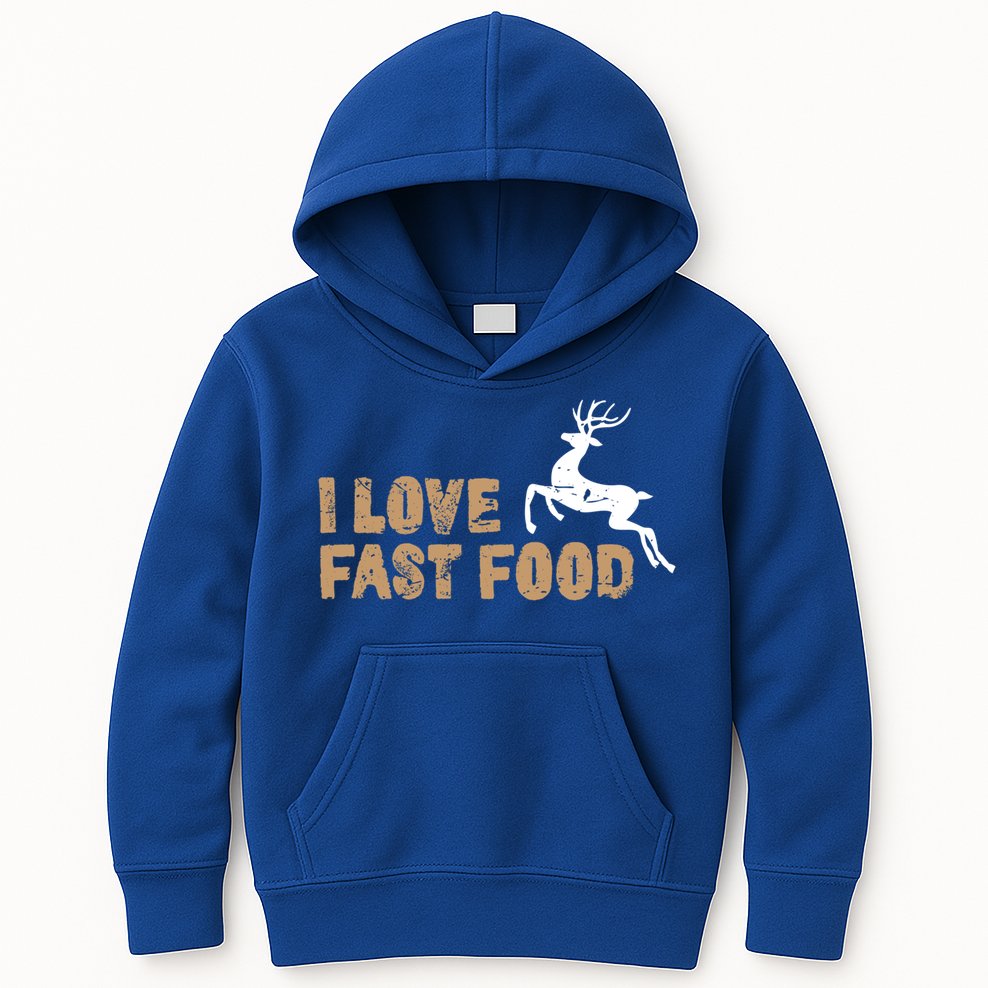 I Love Fast Food Hunting Deer Hunting Gift Kids Hoodie