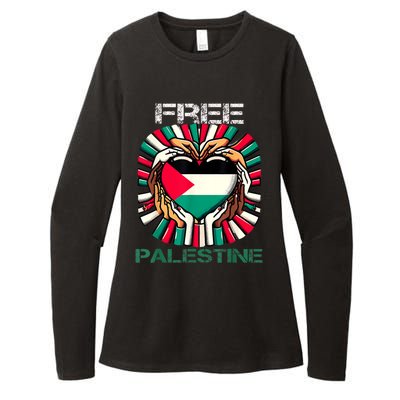 I Love Free Palestine Flag Save Gaza Strip Palestinian Womens CVC Long Sleeve Shirt