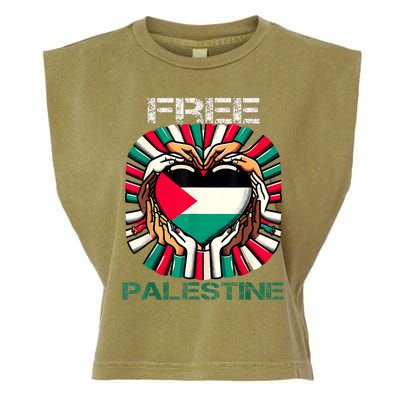 I Love Free Palestine Flag Save Gaza Strip Palestinian Garment-Dyed Women's Muscle Tee