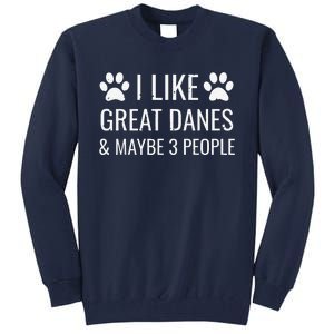 I Like Great Danes & Maybe 3 People Funny Puppy Dog Gift Tall Sweatshirt