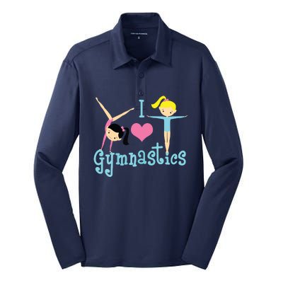 I Love Gymnastics Silk Touch Performance Long Sleeve Polo