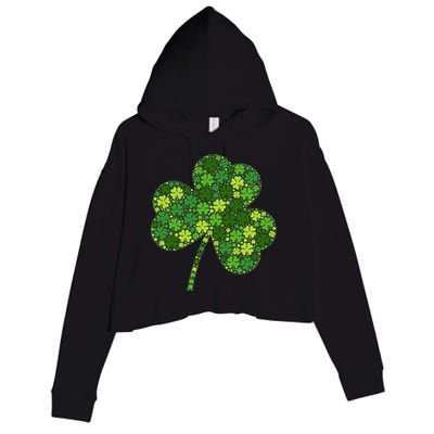 Irish Lucky Green Shamrock Clover Women St Patricks Day (2) Crop Fleece Hoodie