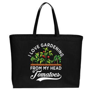 I Love Gardening From My Head Tomatoes Funny Gardener Cotton Canvas Jumbo Tote