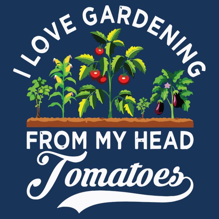 I Love Gardening From My Head Tomatoes Funny Gardener 7 Panel Mesh Trucker Snapback Hat