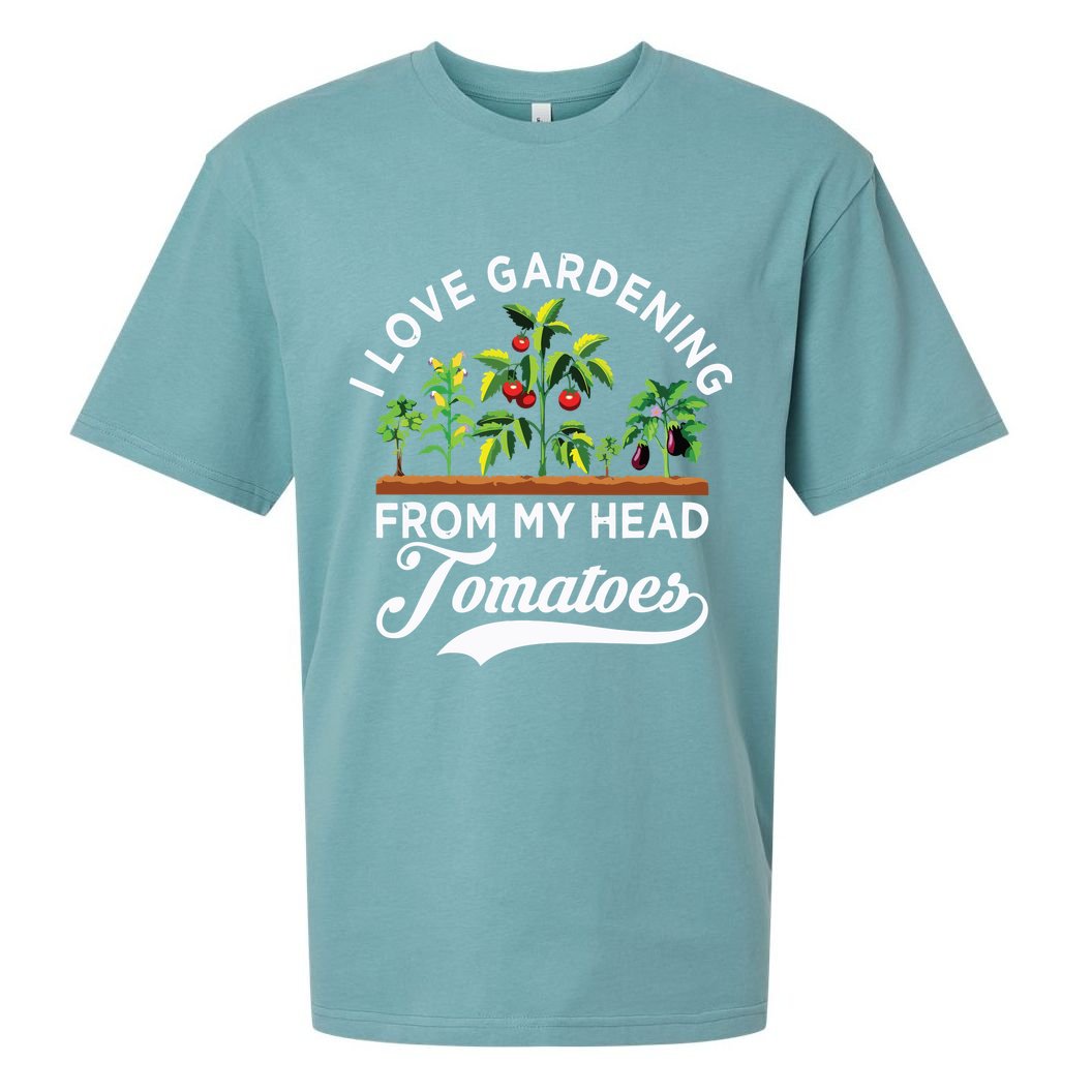 I Love Gardening From My Head Tomatoes Funny Gardener Sueded Cloud Jersey T-Shirt