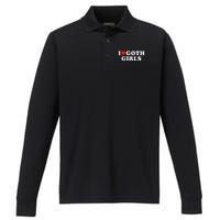 I Love Goth Girl Performance Long Sleeve Polo