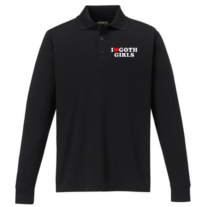 I Love Goth Girl Performance Long Sleeve Polo