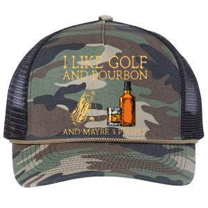 I Like Golf And Bourbon And Maybe 3 People Retro Rope Trucker Hat Cap