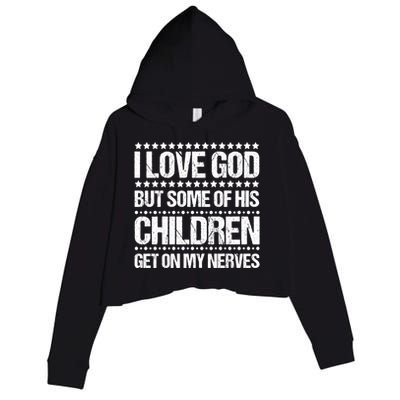 I Love God Tee Funny Christian Vintage Design Jesus Prayer Funny Gift Crop Fleece Hoodie