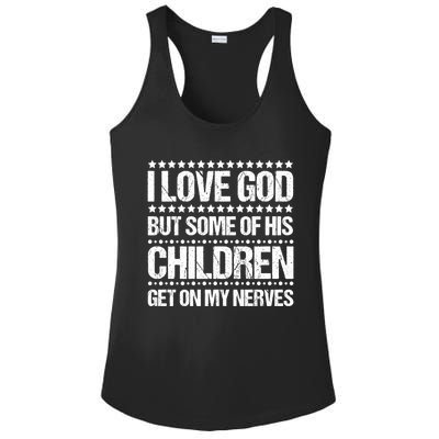 I Love God Tee Funny Christian Vintage Design Jesus Prayer Funny Gift Ladies PosiCharge Competitor Racerback Tank