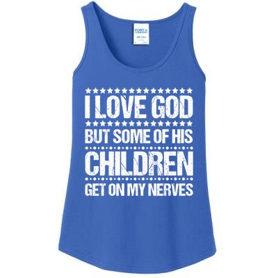 I Love God Tee Funny Christian Vintage Design Jesus Prayer Funny Gift Ladies Essential Tank