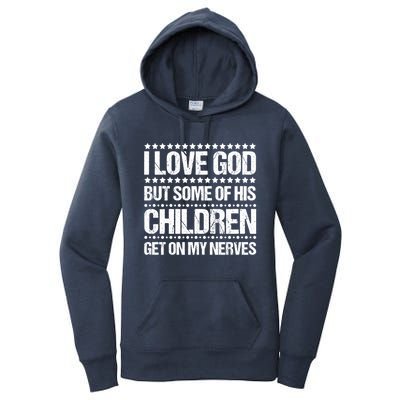 I Love God Tee Funny Christian Vintage Design Jesus Prayer Funny Gift Women's Pullover Hoodie