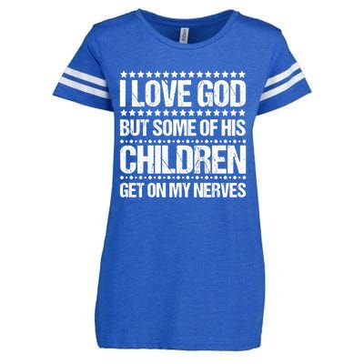 I Love God Tee Funny Christian Vintage Design Jesus Prayer Funny Gift Enza Ladies Jersey Football T-Shirt