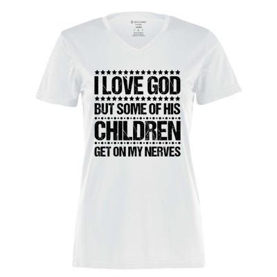 I Love God Tee Funny Christian Vintage Design Jesus Prayer Funny Gift Women's Momentum V-Neck T-Shirt