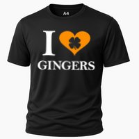 I Love Gingers Heart Shamrock Redhead Lover Shirt Cooling Performance Crew T-Shirt
