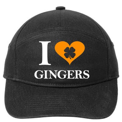 I Love Gingers Heart Shamrock Redhead Lover Shirt 7-Panel Snapback Hat