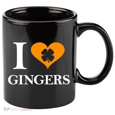 I Love Gingers Heart Shamrock Redhead Lover Shirt 11oz C Handle Ceramic Mug