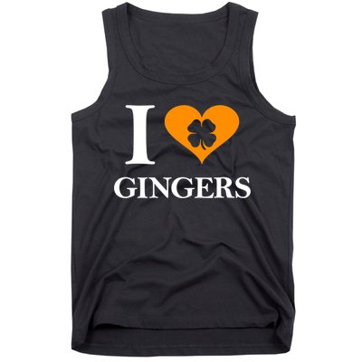 I Love Gingers Heart Shamrock Redhead Lover Shirt Tank Top