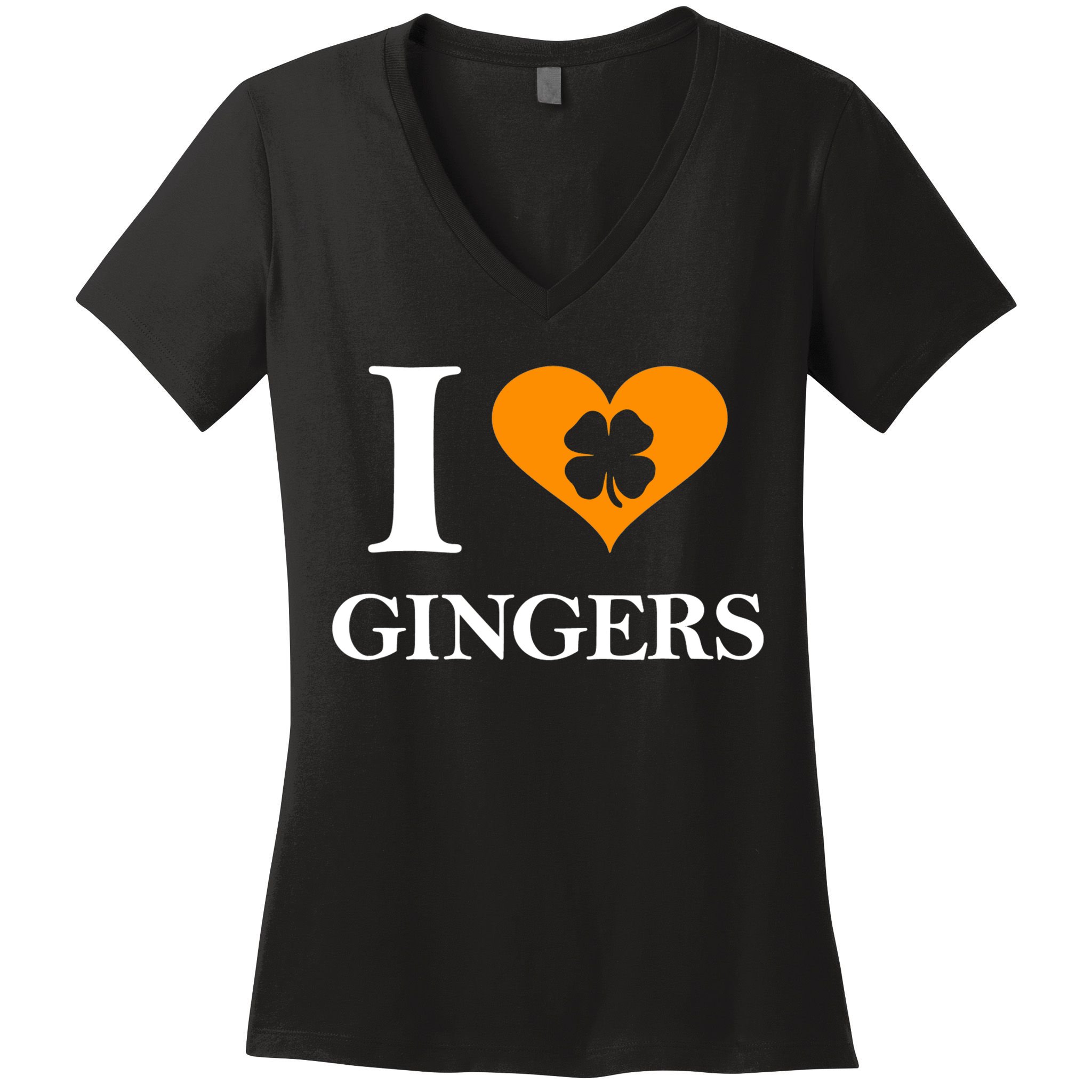 I Love Gingers Heart Shamrock Redhead Lover Shirt Women's V-Neck T-Shirt