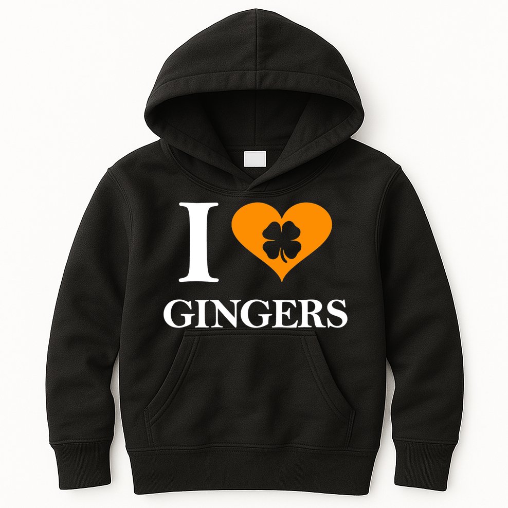 I Love Gingers Heart Shamrock Redhead Lover Shirt Kids Hoodie