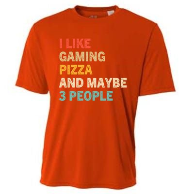 I Like Gaming Pizza And Maybe 3 People Funny Gamer Vintage Meaningful Gift Cooling Performance Crew T-Shirt