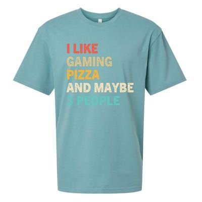 I Like Gaming Pizza And Maybe 3 People Funny Gamer Vintage Meaningful Gift Sueded Cloud Jersey T-Shirt