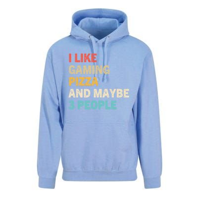 I Like Gaming Pizza And Maybe 3 People Funny Gamer Vintage Meaningful Gift Unisex Surf Hoodie