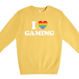 I Love Gaming Funny Video Pc Tabletop Gaymer Rpg Game Pride Gift Premium Crewneck Sweatshirt