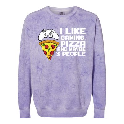 I Like Gaming Pizza And Maybe Like 3 People Gift Colorblast Crewneck Sweatshirt