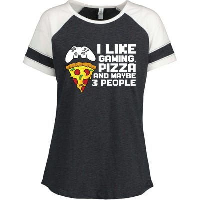 I Like Gaming Pizza And Maybe Like 3 People Gift Enza Ladies Jersey Colorblock Tee