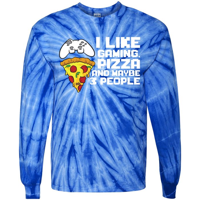 I Like Gaming Pizza And Maybe Like 3 People Gift Tie-Dye Long Sleeve Shirt